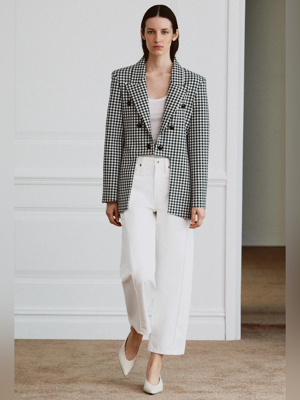 ZARA ZW COLLECTION LIMITED EDITION ASYMMETRIC CHECK WOOL BLAZER